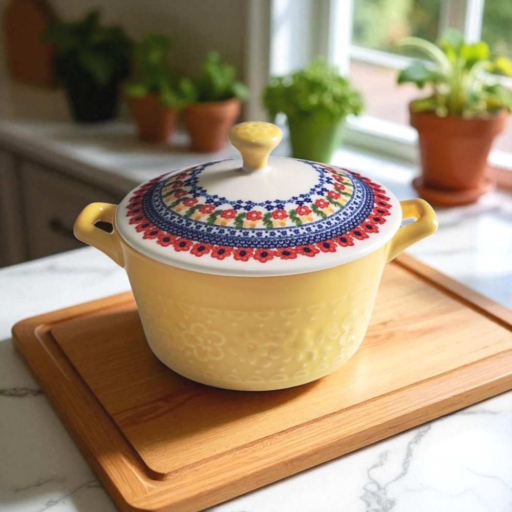 NWT Pioneer Woman Dazzling Dahlias Mini Casserole Dish With Lid